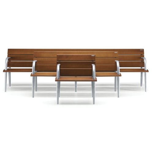 Contemporary public bench - RIVA - METALCO - painted aluminum / wooden / with backrest