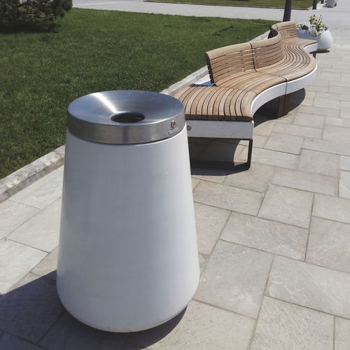 Public trash can - GAVITELLO - METALCO - stainless steel / high-performance concrete / UV-resistant