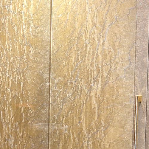 Laminated glass panel - "JEWEL ROCK" GOLD SILK ORGANICA™ - Avant Art Architectural Glass, Inc. - patterned / for furniture / for door