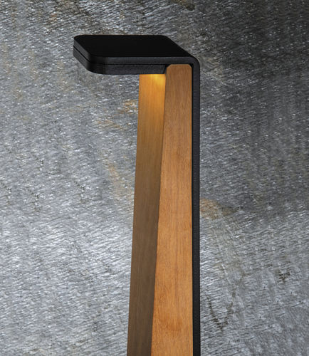 Garden bollard light - HASLA - LumTeam - contemporary / painted steel / exotic wood