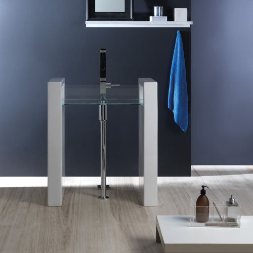 Free-standing washbasin - GLLACOL60BW - GSG Ceramic Design - glass / transparent / rectangular