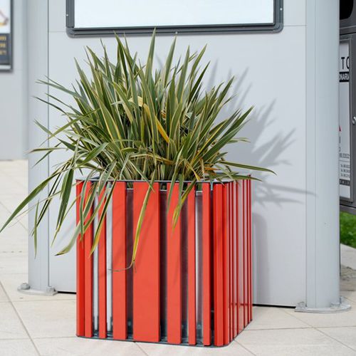 Wooden planter - MOKO - LAB23 - galvanised steel / square / contemporary