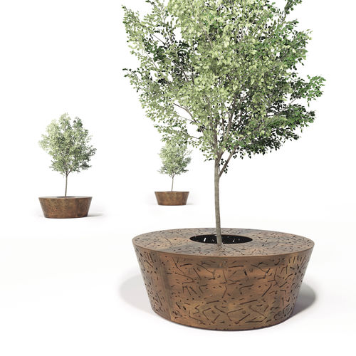 Galvanised steel tree guard - ALCORQUE ROUND - LAB23 - COR-TEN® steel / with integrated public bench