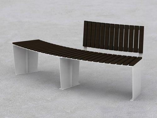 Contemporary public bench - ARMONIA - LAB23 - wooden / steel / with backrest
