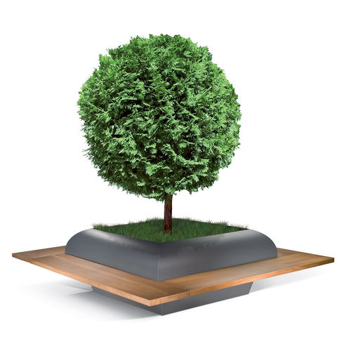 Bench with integrated planter - AL AIN - LAB23 - contemporary / exotic wood / steel