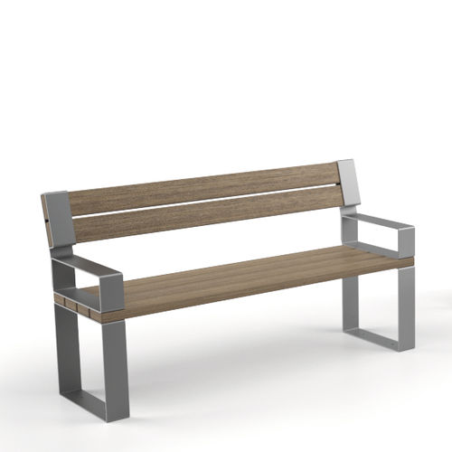 Public bench with backrest - EIGHT - LAB23 - contemporary / exotic wood / sheet steel