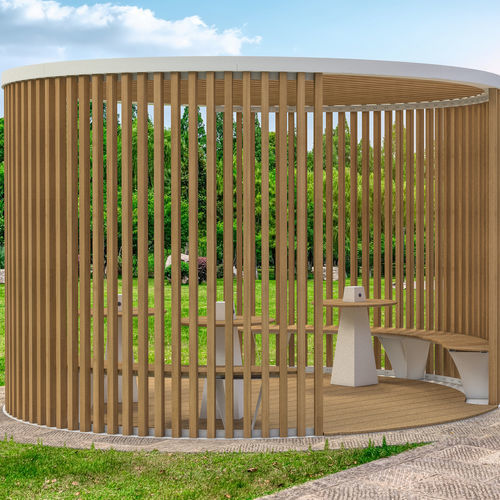 Aluminum gazebo - KIOSK - LAB23 - galvanised steel / powder-coated steel / aluminum frame