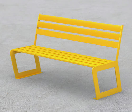 Minimalist design public bench - SYD - LAB23 - galvanised steel / with backrest / without armrests
