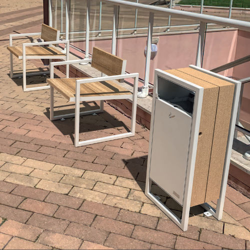 Steel trash can - DOMINO - LAB23 - wooden / in WPC / outdoor