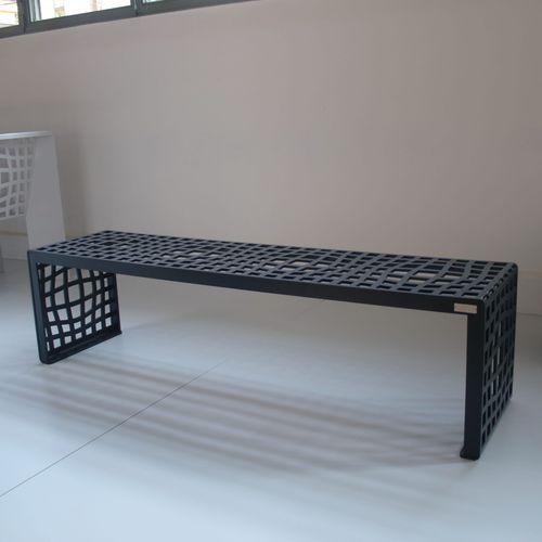 Contemporary public bench - MORPHSCAPE  - LAB23 - sheet steel / without backrest / without armrests