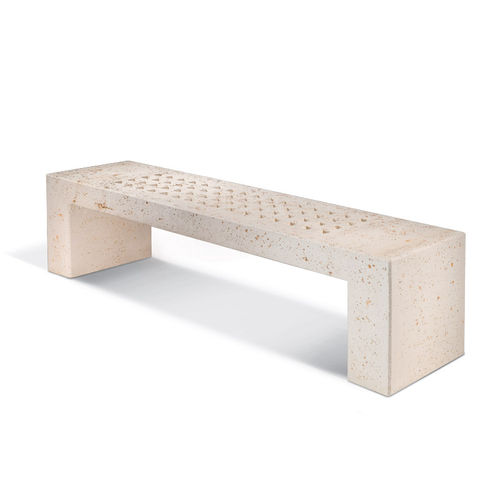 Contemporary public bench - MINIMAL - LAB23 - reinforced concrete / travertine