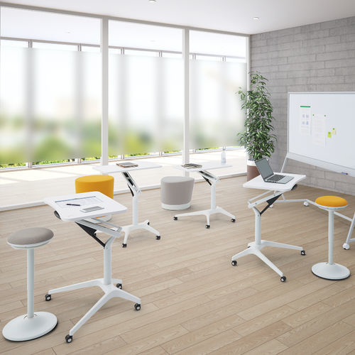 Contemporary classroom table - RISEFIT III - Okamura - wooden / metal base / rectangular