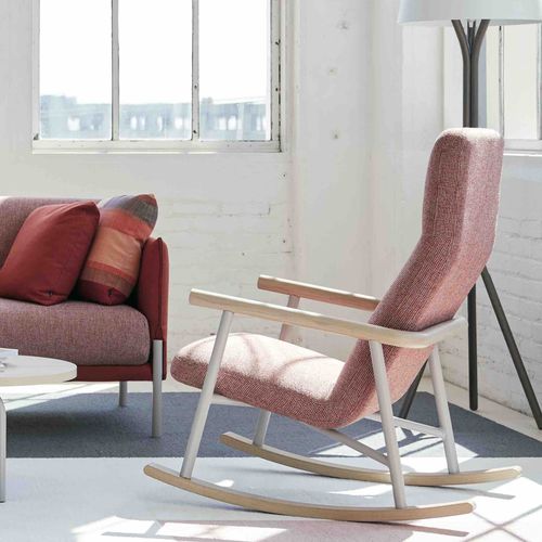 Contemporary armchair - ROUTES - Teknion - fabric / high-back / with ...
