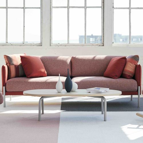 Contemporary coffee table - ROUTES - Teknion - laminated MDF / powder-coated steel / powder-coated steel base