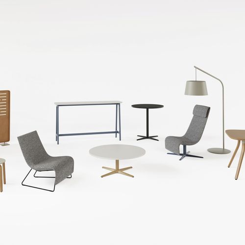 Contemporary coffee table - ZONES  - Teknion - wooden / metal / round