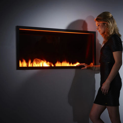 Electric open hearth - Incanto 1000 - Safretti - 1-sided / stainless steel / powder-coated steel