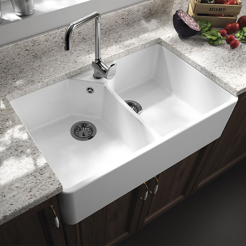 Double Kitchen Sink Farmhouse 7403v Sanindusa Without Drainboard