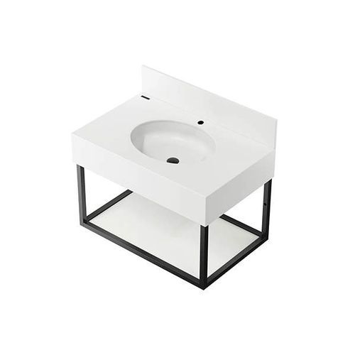 Wall-mounted washbasin - ALVA - Sanindusa - Solid Surface / with shelf / rectangular