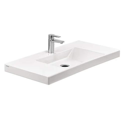 Wall-mounted washbasin - VISTA 90 - Sanindusa - ceramic / with mixer tap / rectangular
