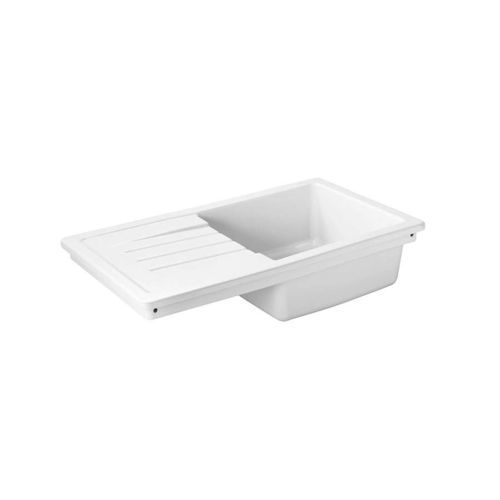 Single-bowl kitchen sink - Reno XS : 731300V - Sanindusa - with drainboard / ceramic / overmount