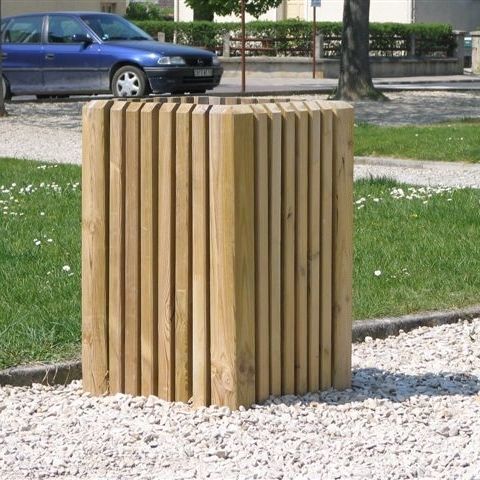 Public trash can - 627 940 - Rondino - pine / without lid / outdoor