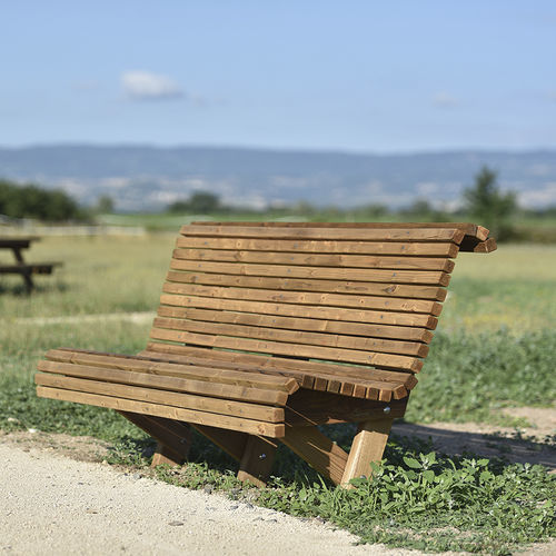Contemporary public bench - 627 017 - Rondino - wooden / with backrest / without armrests