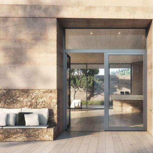 Entry door - 90.SI+ - Schüco - glass / metal / swing