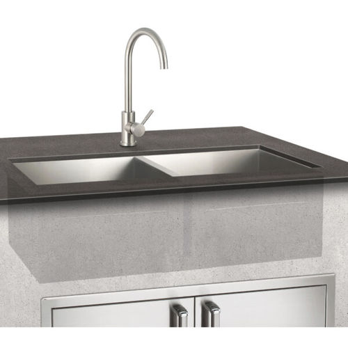 Double kitchen sink - 3837 - FIRE MAGIC - stainless steel / overmount / rectangular