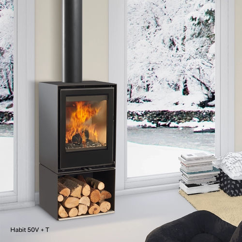 Wood heating stove - Vertical Habit - ROCAL - 5 kW...10 kW / free-standing / contemporary