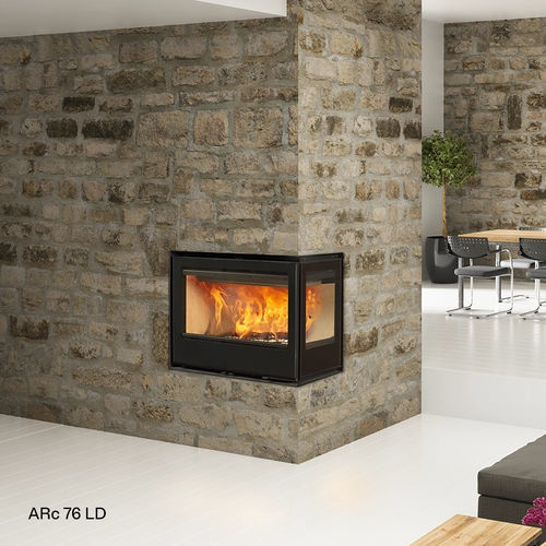 Double-sided fireplace insert - Lateral ARc - ROCAL - wood-burning / steel / forced convection