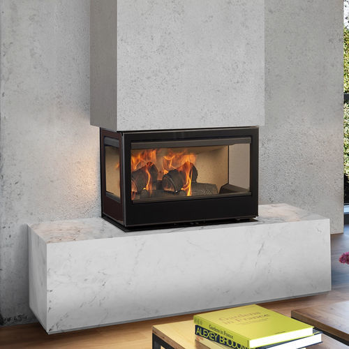 3-sided fireplace insert - ARc - ROCAL - wood-burning / steel / forced convection
