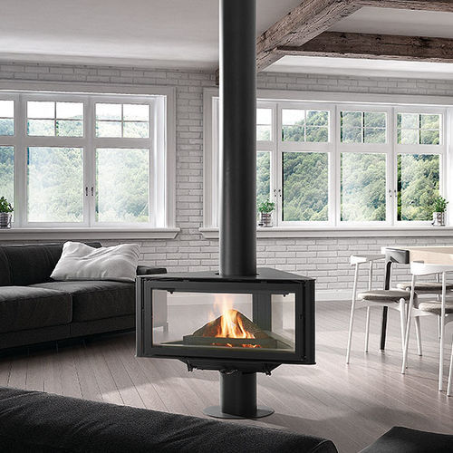 Wood-burning fireplace - BORN - ROCAL - free-standing / wall / 3-sided