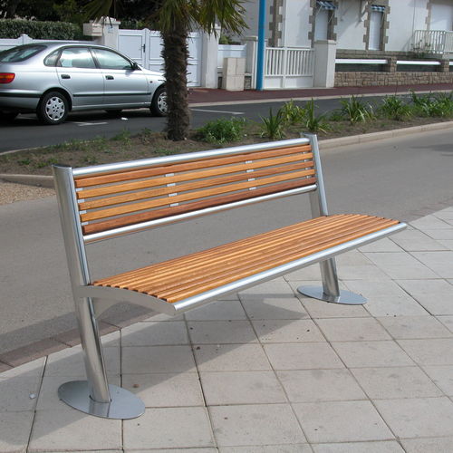 Contemporary public bench - TRAMONTANE - FRANCE INOX INDUSTRIE - wooden / stainless steel / with backrest