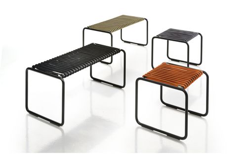Contemporary stool - RADA - ALTEK ITALIA DESIGN - rope / iron base / sled base