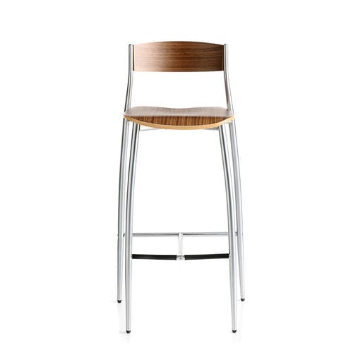 Modern bar stool - BABA - ALTEK ITALIA DESIGN - wooden / steel / steel base