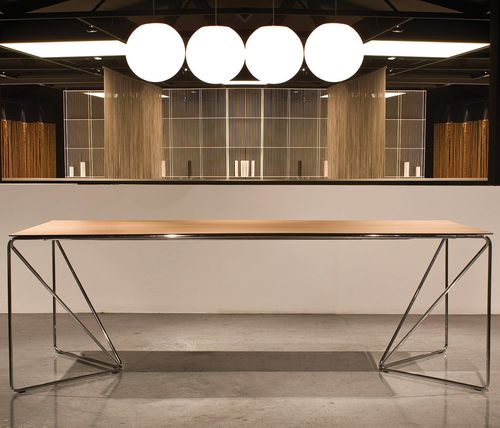 Contemporary table - ABSOLUTE - B&T Design - wood veneer / metal base / rectangular