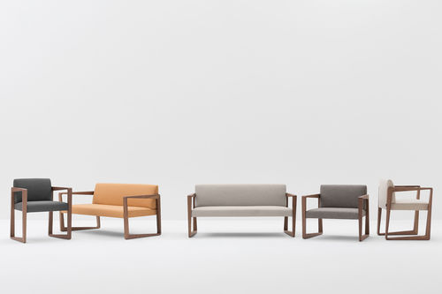 Contemporary sofa - ASKEW - Billiani - fabric / pink / beech