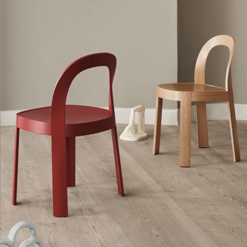 Contemporary chair - OM - Blå Station - indoor / leather / oak