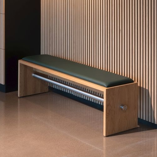 Contemporary bench PINGPONG Blå Station solid wood / plywood