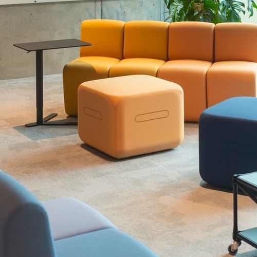 Contemporary pouf - BOBBAN - Blå Station - fabric / leather / square