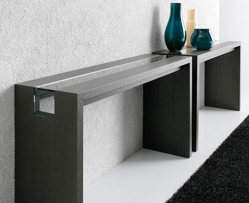 Contemporary sideboard table - RITZ - Bross Italia - glass / oak / American walnut