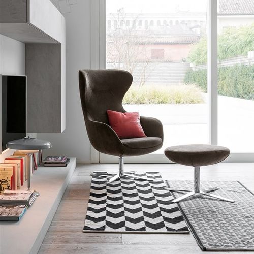 Contemporary armchair - MADAME - Dall'Agnese - leather / fabric / steel