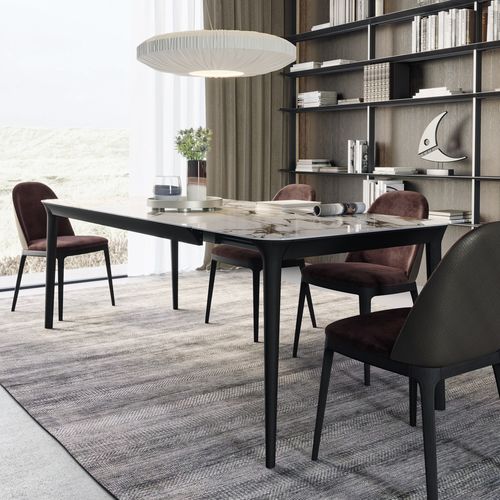 Contemporary table - SMOOTH - Dall'Agnese - oak / porcelain stoneware / oak base