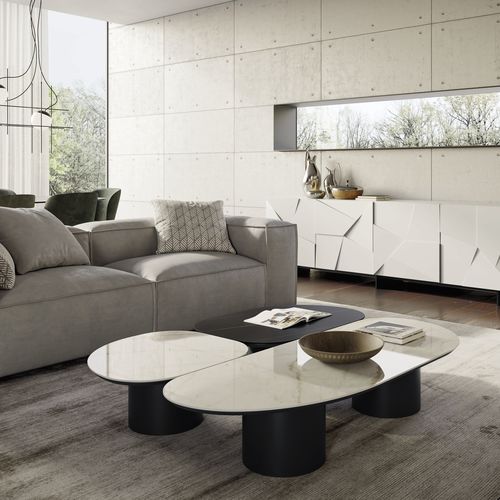 Contemporary coffee table - ATOLLO - Dall'Agnese - porcelain stoneware / metal base / home