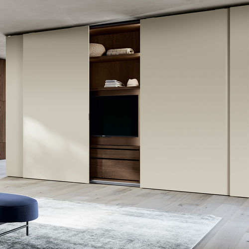 Contemporary wardrobe - SIMPLY - Dall'Agnese - oak / glossy lacquered wood / walnut