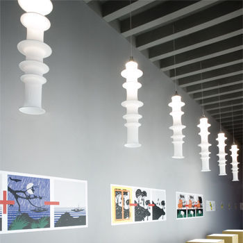 Pendant lamp - FALKLAND - Danese - aluminum / fabric / contemporary