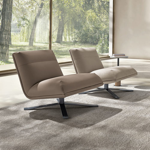 Contemporary armchair - Scott - maxdivani - fabric / leather / wooden