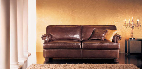 Traditional sofa - BOSTON - Cava - leather / brown / 2-person