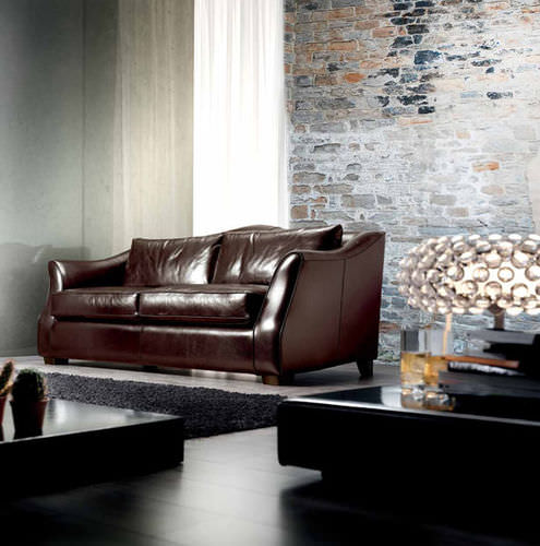 Traditional sofa - VISCONTI - Cava - leather / black / 3-seater
