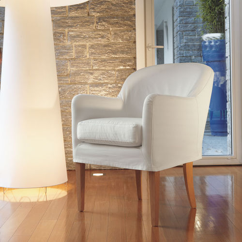 Traditional armchair - OLGA - Citterio Meda - fabric / with removable cover / white